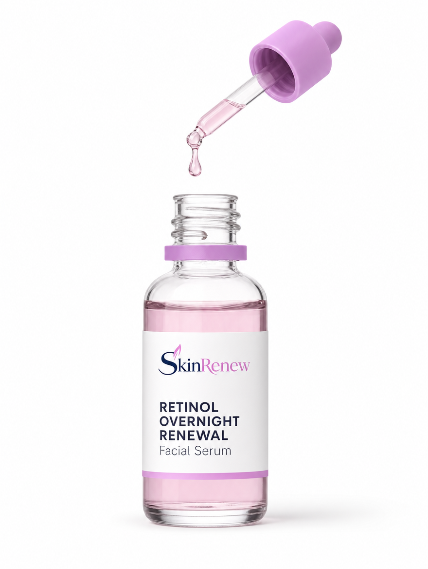 SkinRenew Retinol Overnight Renewal Facial Serum 30ml dropper bottle
